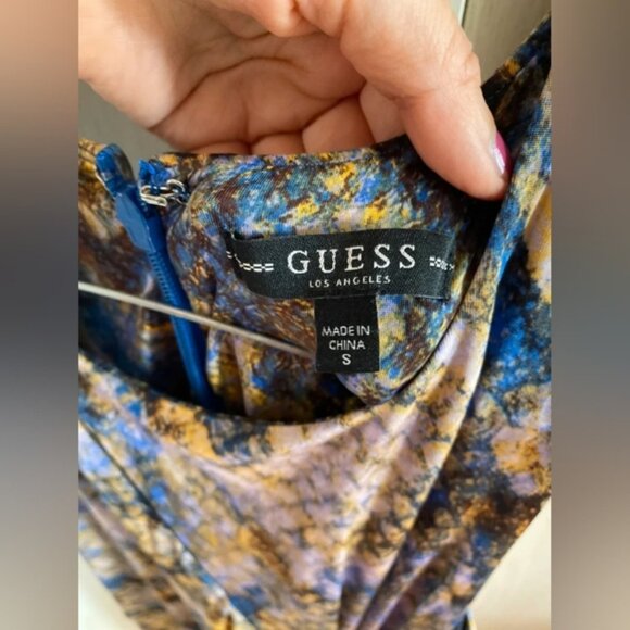 Guess Blue and Gold Patterned Midi Dress - Picture 3 of 6